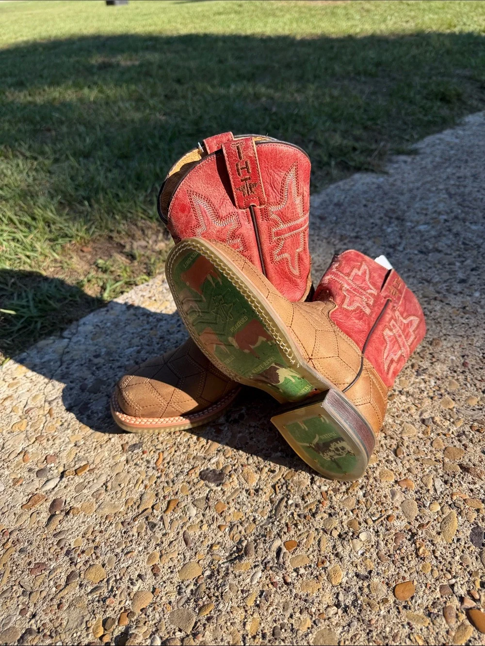 Tin Haul Kids Two-Tone Brown and Red Western Boots
